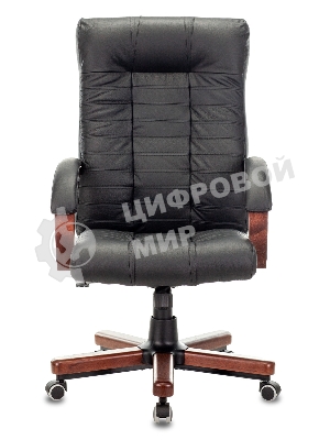 Кресло Бюрократ KB-10WALNUT/B/LEATH черный, кожа