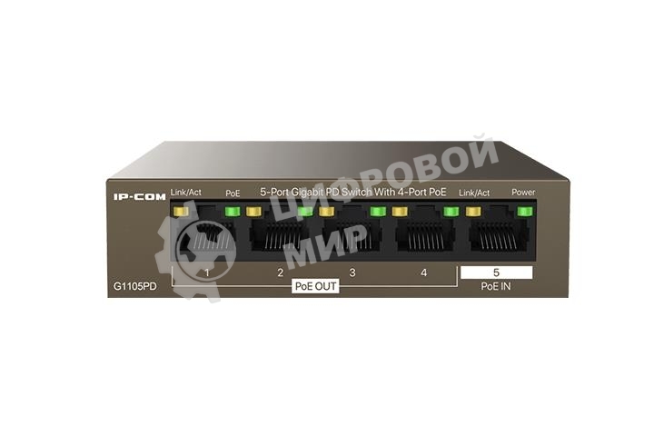 Коммутатор Tenda G1105PD (IP-COM) (5 портов Ethernet 10/100/1000 Мбит/сек, 4xPoE IEEE 802.3af 15.4W (max 30W)) (G1105PD)