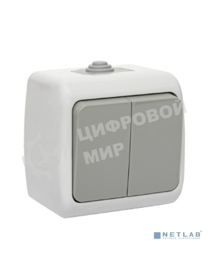 Выключатель 2-клавишный 10А IP54 серый EKF Мурманск