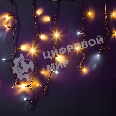 Гирлянда Neon-night Айсикл (бахрома) светодиодный, 4,0 х 0,6 м, с эффектом мерцания, черный провод каучук, 230 В, диоды теплый белый, 128 LED