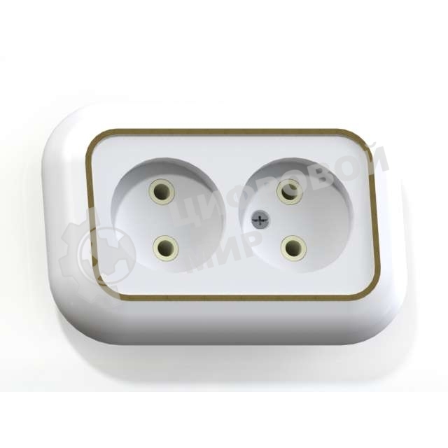 Розетка Кунцево-Электро 2-м СП Валентина 10А IP20 РС10-393 бел./зол.