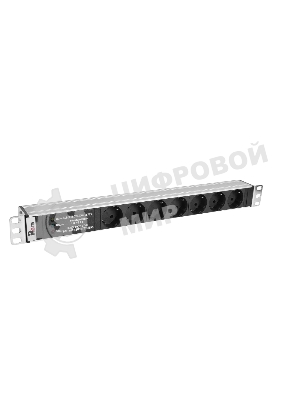 Блок розеток Rem-10 без шнура с фил. и инд., 7 Schuko, вход IEC 60320 C14, 10A, алюм., 19