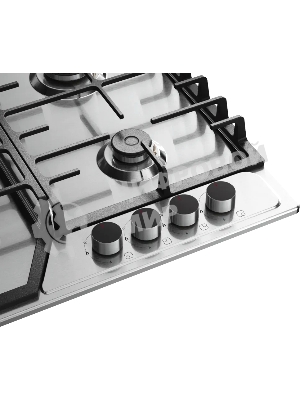 Варочная панель Kuppersberg FS 66 X газ, High-Tech, 58 см, автоматический электроподжиг, газ-контроль, форсунки под сжиженый газ, SABAF конфорки, чугунные решетки, цвет нержавеющая сталь, цвет фурнитуры черный