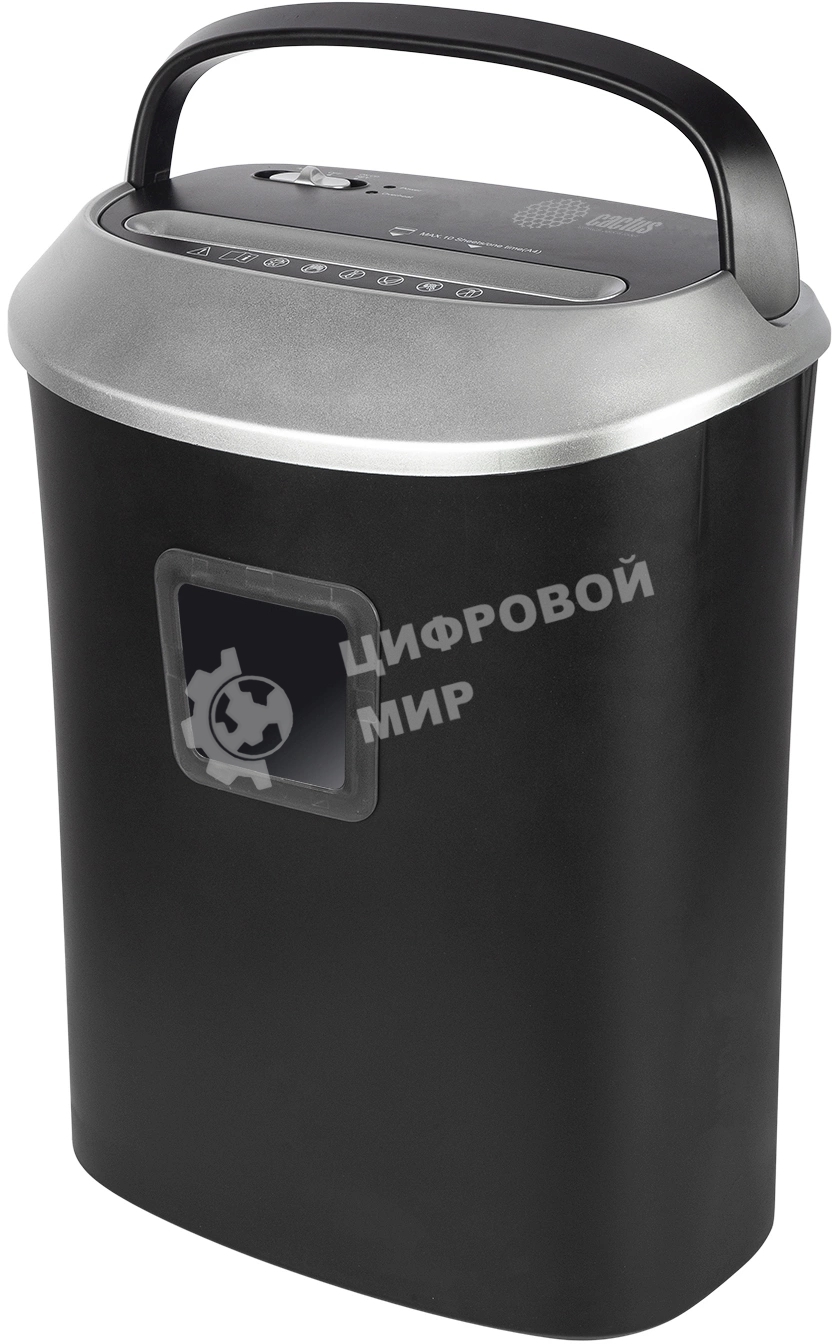 Шредер Cactus CS-SH-P6 черный (секр.P-4) фрагменты 10лист. 21лтр. скрепки скобы пл.карты