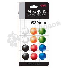 Магнит для досок Deli E7824 ассорти d=20мм круглый (упаковка: 12шт)