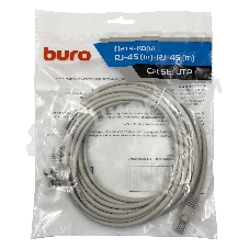 Патч-корд Buro UTP cat.5e 5м серый RJ-45 (m)-RJ-45 (m)