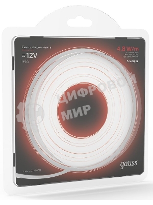 Лента светодиодная 2835 -SMD 4.8W 12V DC красный IP66 (блистер 5м)