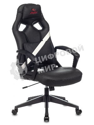 Кресло игровое Zombie DRIVER черный/белый, искусственная кожа, с подголов. крестовина пластик