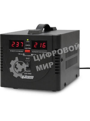 Стабилизатор напряжения Powerman AVS 500D черный (500ВА, 5А, КПД 98%, циф. индикация вх./вых. напряж.)