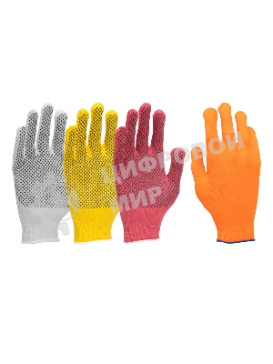 Перчатки в наборе Palisad 4 пары, цвета в ассортименте, ПВХ точка, L