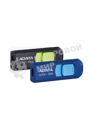 Флешка USB ADATA UC300 (ACHO-UC300-32G-RBK/GN), 32Gb, Type-C USB 3.2, R/W 100/30, черный/зеленый