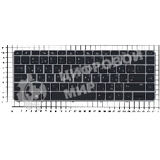 Клавиатура для ноутбука HP EliteBook Folio 1000 1040 G3 черная с сереристой рамкой и подсветкой