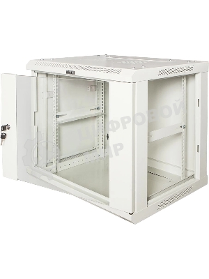 Шкаф коммутационный Lanmaster Pro (TWT-CBWPG-15U-6X4-GY) настенный 15U 600x450 мм пер. дв. стекл 60 кг серый 350 мм 768 мм IP20 металл