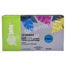Картридж струйный Cactus CS-F9J65A (728XL) желтый (130 мл) для HP DJ T730/T830