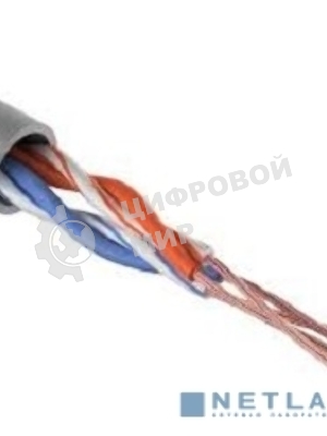 Кабель витая пара Rexant U/UTP, категория 6, ZH нг(А)-HF, 4PR, 23AWG, внутренний, серый, 305 м