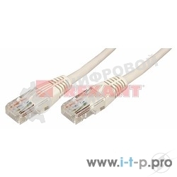 Шнур коммутационный Rexant патч-корд, U/UTP RJ45-RJ45 cat.5e, PVC, серый, 0,5м