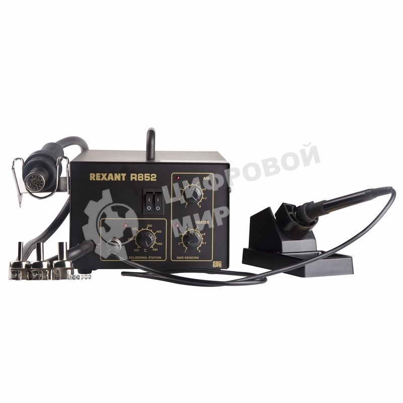 Паяльная станция Rexant, 2 в 1: паяльник+термофен, 150-480 °С