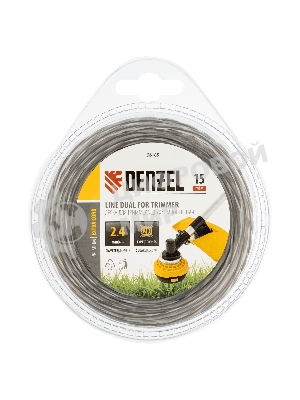 Леска для триммеров Denzel двухкомпонентная квадратная витая 2.4ммх15м extra cord