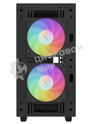 Компьютерный корпус Deepcool CH360 без БП, боковое окно (закаленное стекло), 2x140мм ARGb LED вентилятор спереди и 1x120мм ARGb LED вентилятор сзади, черный, mATX