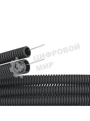 Труба гофрированная ПНД d20мм с протяж. черный (уп.100м) ДКС 71720