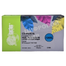 Картридж струйный Cactus CS-F9J67A (728XL) голубой (130 мл) для HP DJ T730/T830