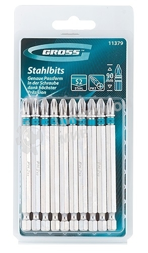 Набор бит Gross 11379 PH2х90, сталь S2, 10 шт.