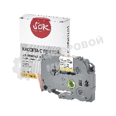 Кассета с лентой S'OK by Sakura Printing TZEB31 для Brother, черный на оранжевом, 12мм/8м, наклейка