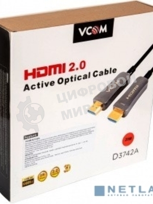 Активный оптический кабель HDMI 19M/M,ver. 2.0, 4K@60 Hz 20m VCOM