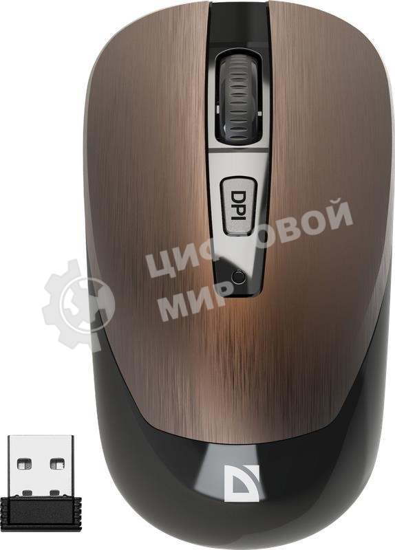 Мышь беспроводная Defender Wave MM-995 бронзовый, 1600 dpi, радиоканал, USB, кнопки - 4