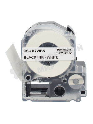 Картридж ленточный Cactus CS-LK7WBN черный шрифт, белый фон (36 мм, 9 м) для Epson LW1000P/Z700/Z900