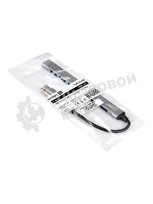 USB-концентратор 7-в-1 ExeGate DUB-761C3 (кабель-адаптер USB Type-A + Type-C --> 6xUSB2.0, 1xUSB3.0, Plug&Play, серебристый)