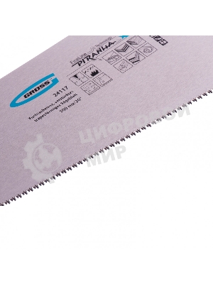Ножовка по дереву Gross PIRANHA, усил.трапецев.полотно,500 мм,11-12TPI,зуб3D,кален.зуб,2-комп.рук.