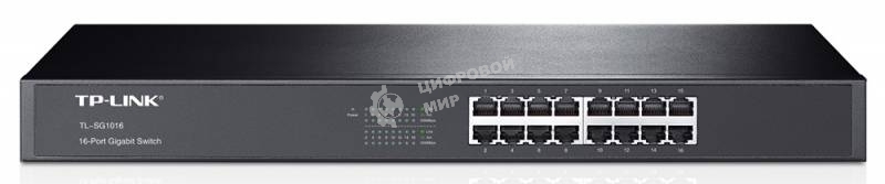 Коммутатор TP-Link SMB TL-SG1016 Коммутатор 16-port Gigabit Switch, 1U 19-inch rack-mountable steel case