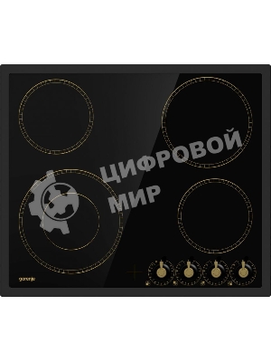 Варочная поверхность Gorenje EC642CLB, конфорок: 4 шт., стеклокерамика, независимая, черный