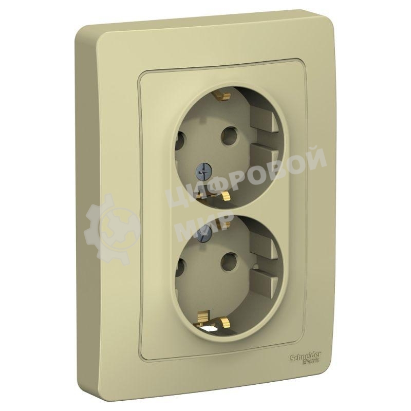 Розетка 2-м СП Blanca 16А 250В без шторок с заземл. беж. SchE BLNRS001027