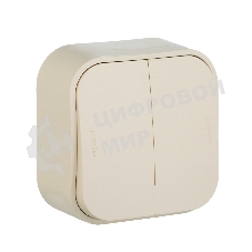 Переключатель 2-клавишный 10А 782236 Legrand Quteo Сл. кость