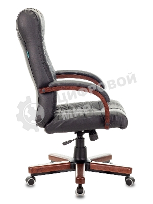 Кресло Бюрократ KB-10WALNUT/B/LEATH черный, кожа