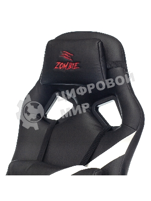 Кресло игровое Zombie DRIVER черный/белый, искусственная кожа, с подголов. крестовина пластик