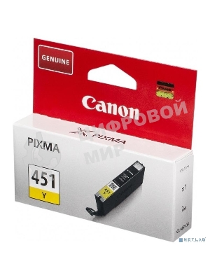 Картридж струйный CLI-451Y (6526B001) для Canon PIXMA iP7240/MG6340/MG5440, Желтый(Yellow), 344стр.