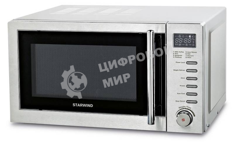 Микроволновая печь Starwind SMW5220 серебристый, 20 л, 700 Вт, переключатели - кнопки, поворотный механизм