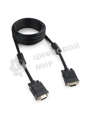 Кабель VGA Premium Cablexpert CC-PPVGA-10-B, 15M/15M, 3.0м, черный, тройной экран, феррит.кольца, пакет