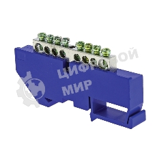 Шина нулевая N 6х9 8 отвер. никель син. изолятор на DIN-рейку PROxima EKF sn1-63-08-d