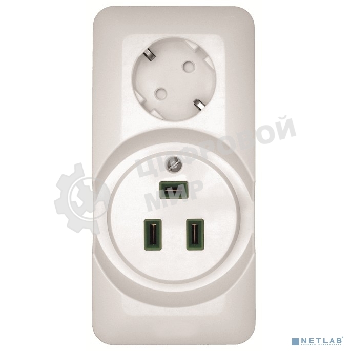 Розетка 2-ая для электроплит 32А+силовая 16А (в сборе)(опт.упак.) RA32-211R-B Schneider Electric ПРИМА О/У белый