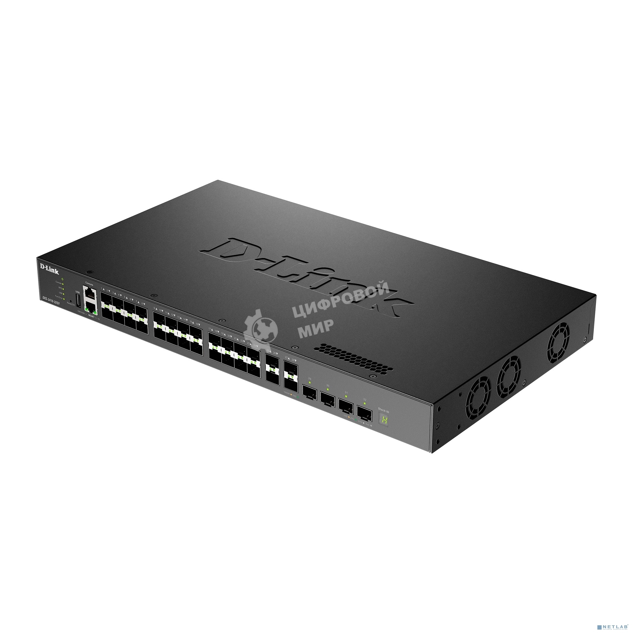 Коммутатор D-Link DXS-3410-32SY/A1A Управляемый L3 стекируемый коммутатор с 28 портами 10Gbase-X SFP+ и 4 портами 25Gbase-X SFP28