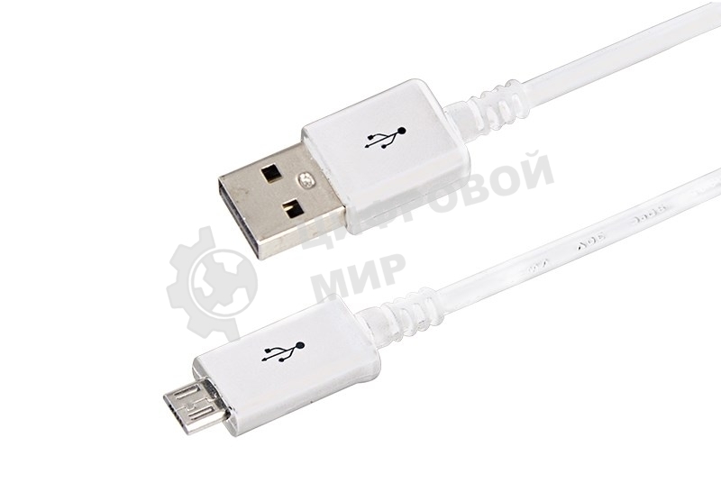 Кабель Rexant USB кабель microUSB длинный штекер 1М белый