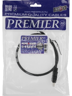 Кабель соединительный аудио-видео Premier 5-813 HDMI (m)/HDMI (m) 0.5м. феррит.кольца черный (5-813 0.5)
