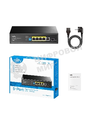 Коммутатор Cudy GS1005PTS1 (L2) 5x1 Гбит/с 1SFP 4PoE+ 120W неуправляемый