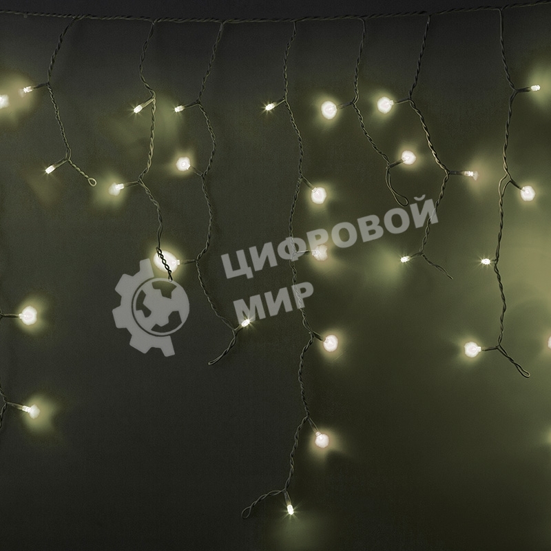 Гирлянда Neon-night Айсикл (бахрома) светодиодный, 5,6 х 0,9 м, с эффектом мерцания, БЕЛЫЙ провод 