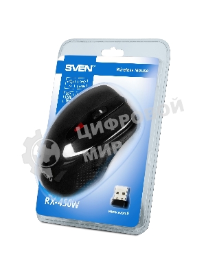 Мышь беспроводная SVEN RX-450W черный, 3200 dpi, радиоканал, USB, кнопки - 6