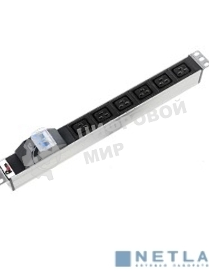 Блок розеток ЦМО Rem-16 с авт. 16А, 6 IEC 60320 C19, 16A, алюм., 19